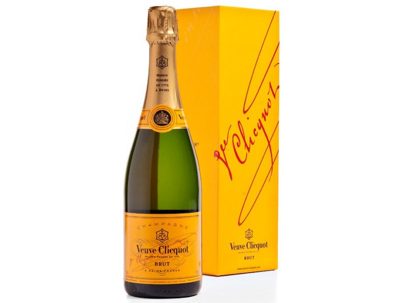 Champagne VEUVE CLICQUOT Brut Yellow label šampanas dėžutėje
